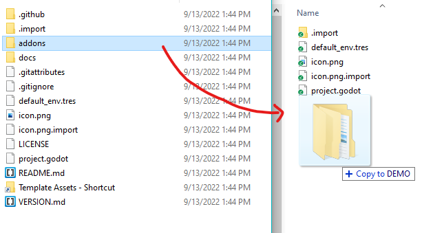 Copy the addons folder to a new Godot project